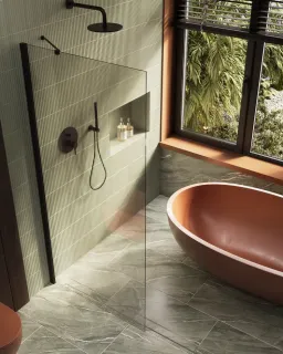 Душевая перегородка в профиле by Deonria P-195-69-8-T-B 69см чёрный/прозрачный